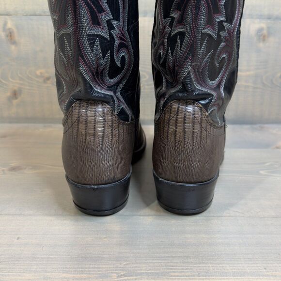 Vintage Dan Post Lizard and Leather Cowboy Boots Size 10 - Picture 5 of 9